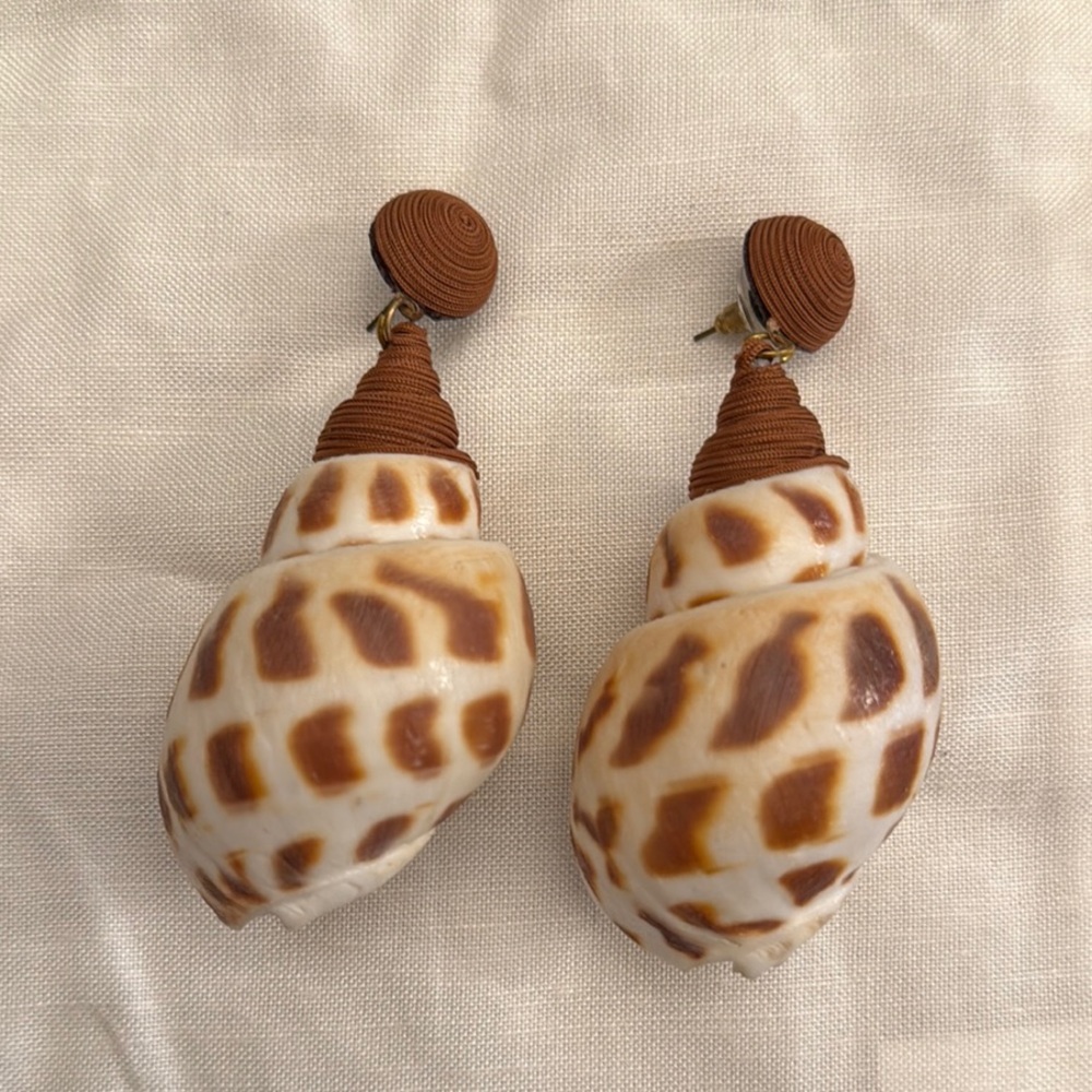 Brown and Cream Shell Earrings